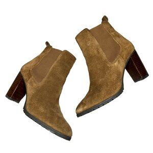 Antonio Melani Heeled Ankle Boots Camel Suede Leather Size 8.5